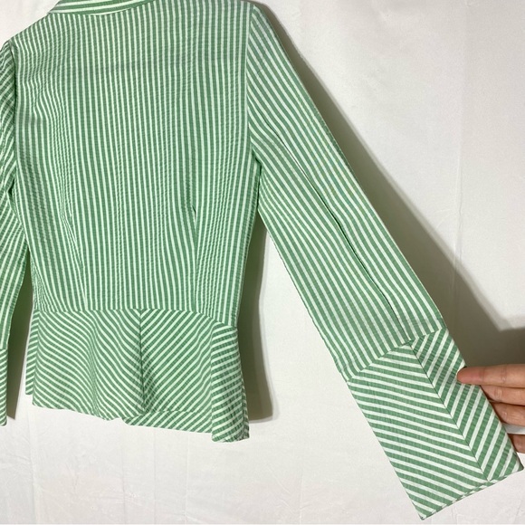 Vintage Fidel Green Striped Seersucker Cotton Blazer Jacket 4 - Picture 13 of 16
